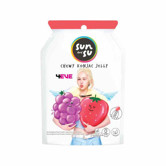 ซันซุ เยลลี่ผสมบุกกลิ่นองุ่น & สตรอเบอรี่ 96 กรัม (แพ็ก 6 ชิ้น)