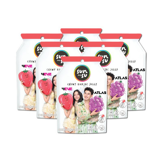 สั่งจอง  ซันซุ เยลลี่ผสมบุกกลิ่นองุ่น & สตรอเบอรี่ 96 กรัม (แพ็ก 6 ชิ้น)