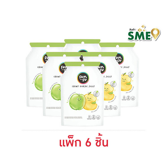 ซันซุ เยลลี่ผสมบุกกลิ่นแอปเปิ้ล & ส้ม 96 กรัม (แพ็ก 6 ชิ้น) ซันซุ เยลลี่ผสมบุกกลิ่นแอปเปิ้ล & ส้ม 96 กรัม (แพ็ก 6 ชิ้น)
