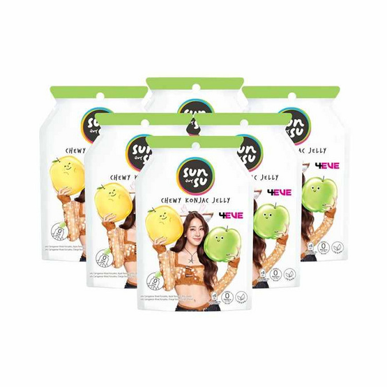 ซันซุ เยลลี่ผสมบุกกลิ่นแอปเปิ้ล & ส้ม 96 กรัม (แพ็ก 6 ชิ้น)