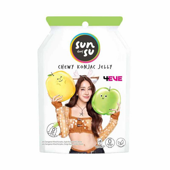 ซันซุ เยลลี่ผสมบุกกลิ่นแอปเปิ้ล & ส้ม 96 กรัม (แพ็ก 6 ชิ้น)