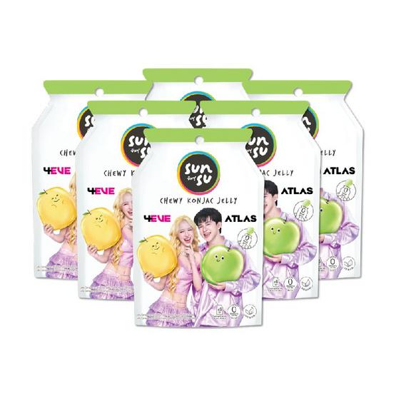สั่งจอง  ซันซุ เยลลี่ผสมบุกกลิ่นแอปเปิ้ล & ส้ม 96 กรัม (แพ็ก 6 ชิ้น)