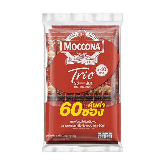 มอคโคน่าทรีโอ กาแฟ 3in1 ริชแอนด์สมูท 15.8 กรัม (60 ซอง/ถุง) มอคโคน่าทรีโอ กาแฟ 3in1 ริชแอนด์สมูท 15.8 กรัม (60 ซอง/ถุง)