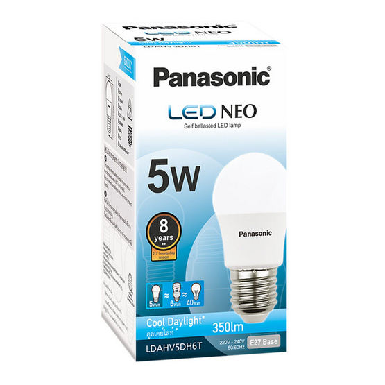 Panasonic หลอดไฟแอลอีดีนีโอ 5วัตต์ แสงขาว