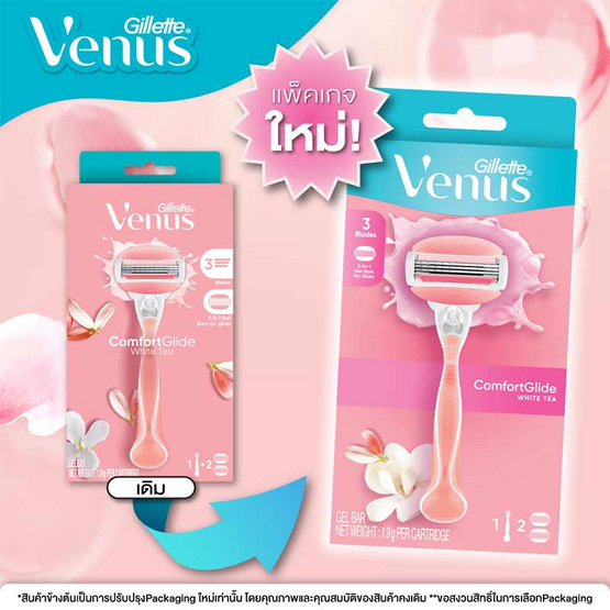 ยิลเลตต์ วีนัส คอมฟอร์ท ไกลด์ ไวท์ ที 1 ด้าม (ใบมีดโกน 2 ชิ้น)