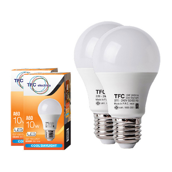 TFC หลอด LED A60 ECO 10 วัตต์ ขั้ว E27 แสงเดย์ไลท์ -ขาว / 2ชิ้น