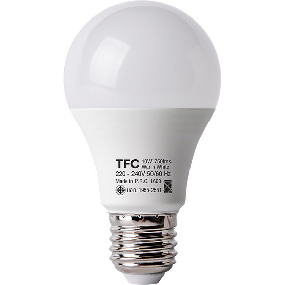 TFC หลอด LED A60 ECO 10 วัตต์ ขั้ว E27 แสงวอร์มไวท์ / 2ชิ้น