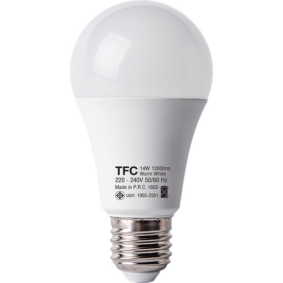 TFC หลอด LED A60 14 วัตต์ ขั้ว E27 แสงวอร์มไวท์