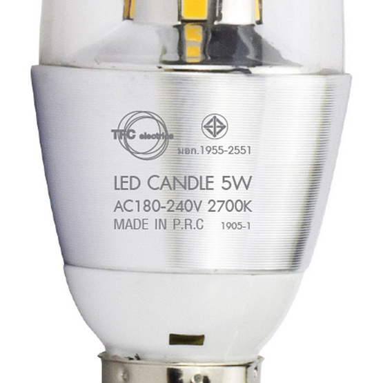 TFC หลอด LED CANDLE 5 วัตต์ ขั้ว E14 แสงเดย์ไลท์ -ขาว TFC หลอด LED CANDLE 5 วัตต์ ขั้ว E14 แสงเดย์ไลท์ -ขาว