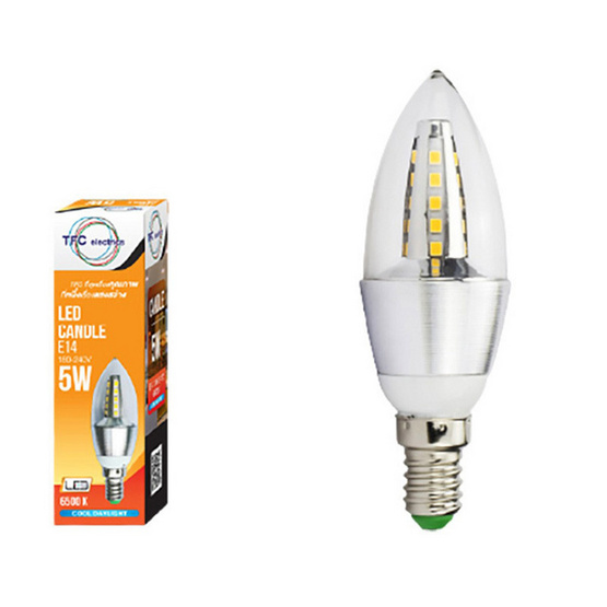 TFC หลอด LED CANDLE 5 วัตต์ ขั้ว E14 แสงวอร์มไวท์