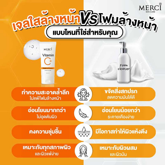 Merci เมอร์ซี่ วิตามินซี ไบร์ท เจล คลีนเซอร์ 50 กรัม