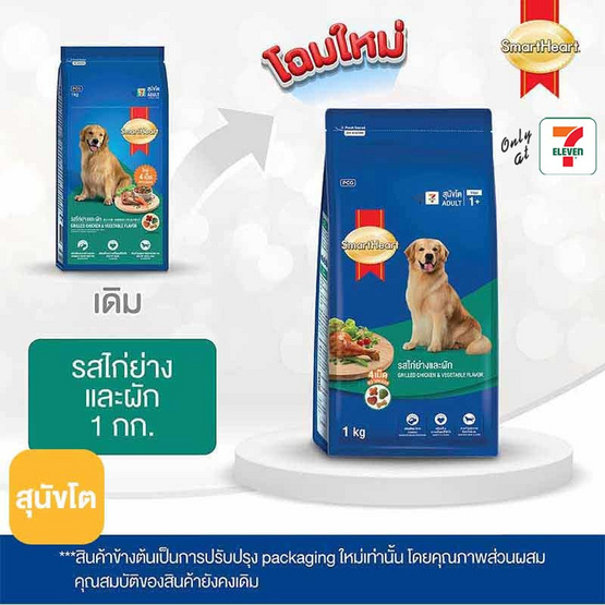 สมาร์ทฮาร์ท อาหารสุนัขโต รสไก่ย่างและผัก 1 กก.