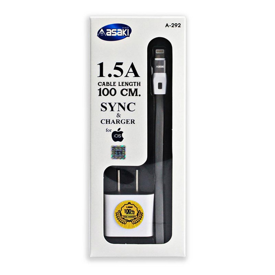 Asaki หัวชาร์จพร้อมสาย Lightning รุ่น A-292 Asaki หัวชาร์จพร้อมสาย Lightning รุ่น A-292