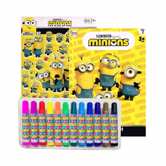 หนังสือ Set Minions กระเป๋าสมุดระบายสี+สีเมจิก+สติ๊กเกอร์โฟม (ปกเหลือง)