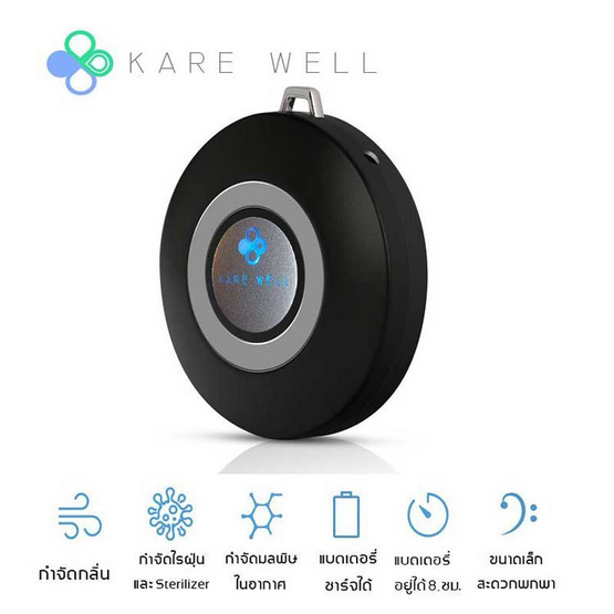 Kare Well เครื่องฟอกอากาศแบบพกพา รุ่นมินิ สีดำ