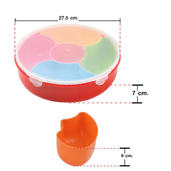 RRS ชุดกล่องบรรจุอาหารทรงกลม มีช่องแยก 5 ช่องใส่ของ ฝาล็อก 5242  