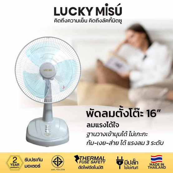 Lucky Misu พัดลมตั้งโต๊ะ 16 นิ้ว รุ่น LM 629