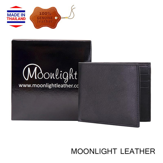 MOONLIGHT กระเป๋าสตางค์ชายหนังวัวแท้ รุ่น Calvin สีดำ