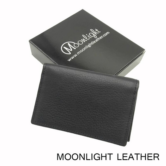 MOONLIGHT กระเป๋าใส่บัตร นามบัตร หนังวัวแท้ รุ่น Biz สีดำ