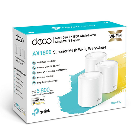 TP-Link ระบบ Wifi อัตโนมัติ Deco X20(3-Pack) AX1800 Whole Home Mesh Wi-Fi 6 System