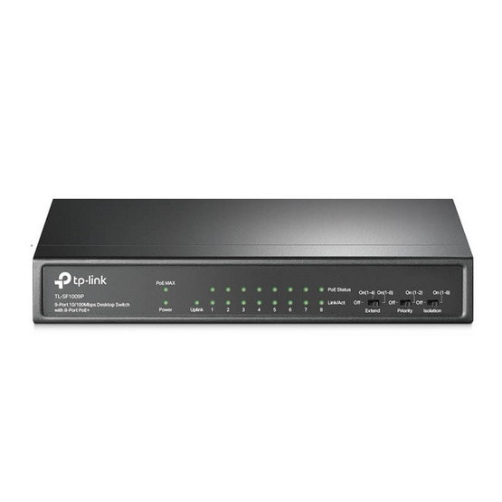 TP-Link อุปกรณ์ขยายช่องสัญญาณ TL-SF1009P 9-Port 10/100Mbps Desktop Switch with 8-Port PoE+