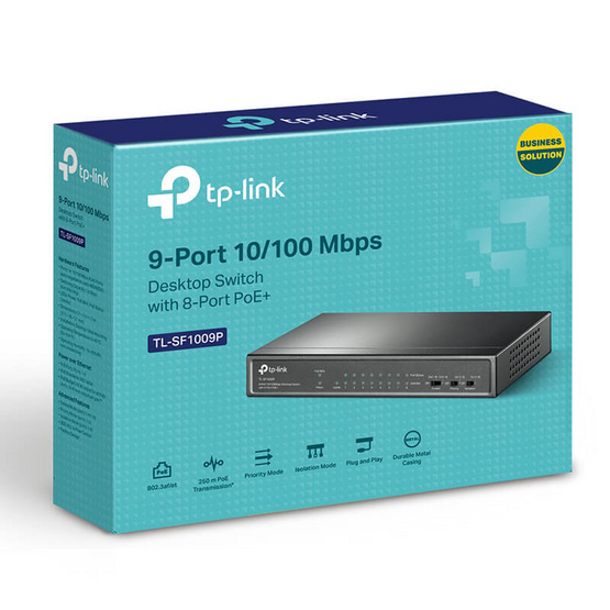 TP-Link อุปกรณ์ขยายช่องสัญญาณ TL-SF1009P 9-Port 10/100Mbps Desktop Switch with 8-Port PoE+