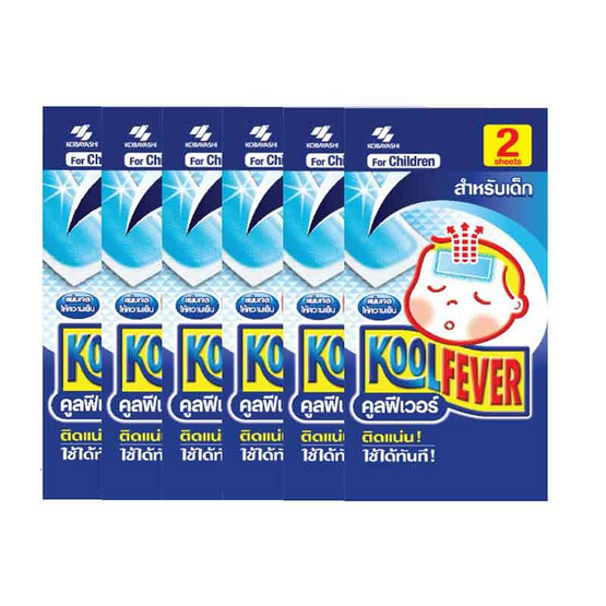 Kool Fever แผ่นเจลลดไข้สำหรับเด็ก ซอง 2 ชิ้น (1 แพ็ก 6 ซอง)