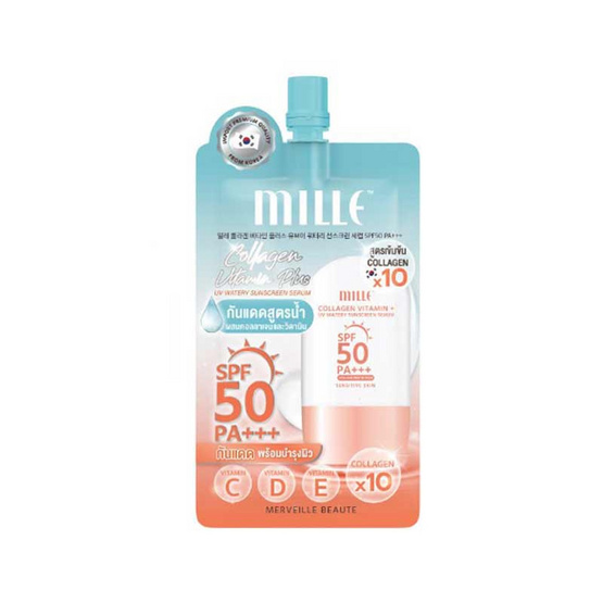 Mille ครีมกันแดด Snail Collagen Vitamin Plus Watery Sunscreen SPF50 PA+++ 6 ก.(แพ็ก 6 ชิ้น)