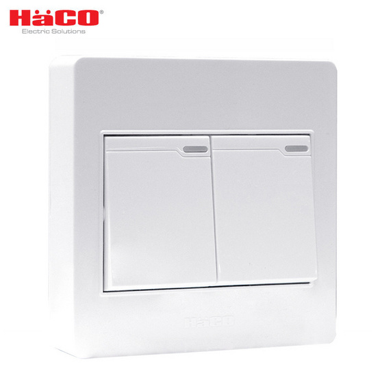 HACO ชุดสวิตซ์ 1 ทาง 2 ช่อง AP-S21 สีขาว HACO ชุดสวิตซ์ 1 ทาง 2 ช่อง AP-S21 สีขาว
