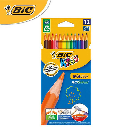 BIC Kids (1แถม1) ดินสอสีไม้ Evolution 12 สี BIC Kids (1แถม1) ดินสอสีไม้ Evolution 12 สี