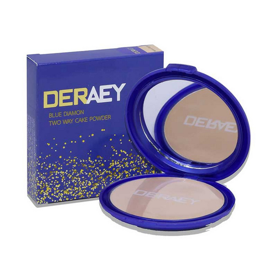 DERAEY แป้งฝุ่นอัดแข็ง Blue Diamond Two Way Cake Powder #Natural Bright