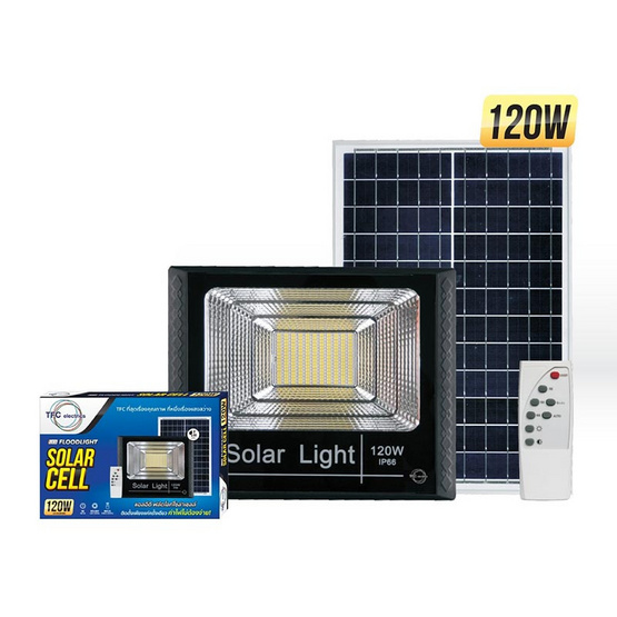 LED SOLAR CELL FLOODLIGHT 120W แสงเดย์ไลท์ - ขาว