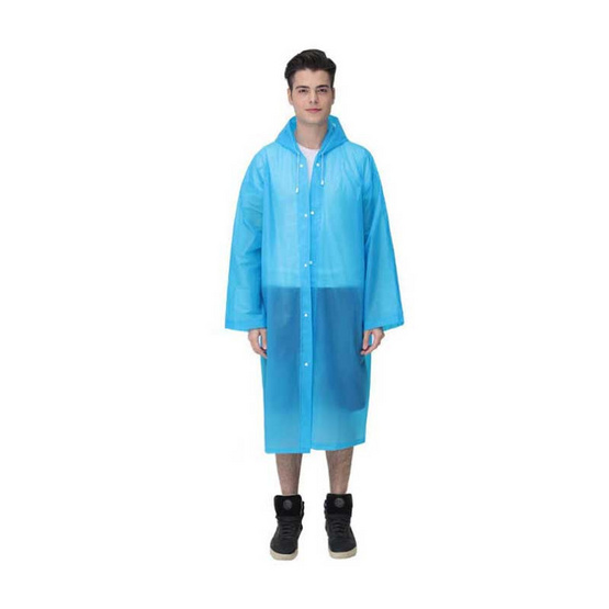 Rain coats ชุดกันฝน เสื้อคลุมกันฝน Free Size พร้อมรองเท้าบูธคลุมกันฝน (XL) Blue