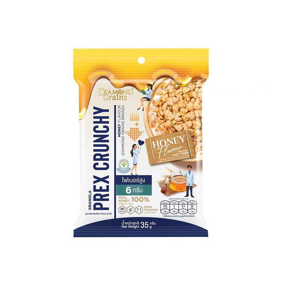ไดมอนด์เกรนส์ กราโนล่าพรีกซ์ครันซี่ รสน้ำผึ้ง 35 กรัม (แพ็ก 6 ชิ้น)