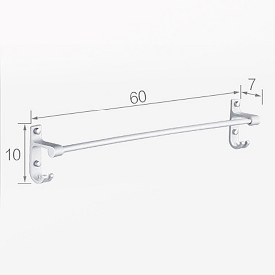 CASSA ราวแขวนผ้า ราวเดี่ยว อลูมีเนียม แบบเจาะผนัง ขนาด 60 CM.