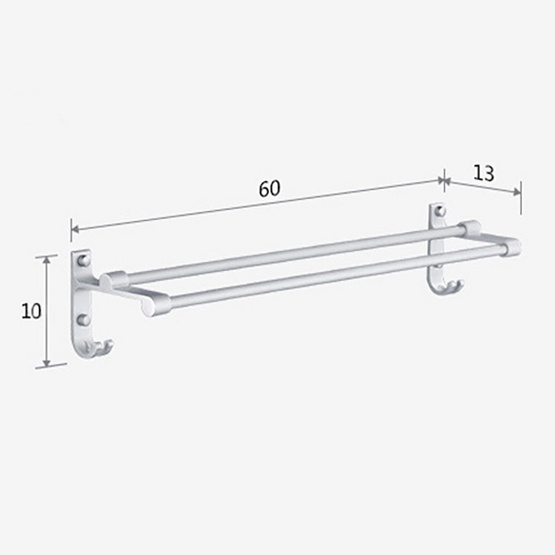 CASSA ราวแขวนผ้า ราวคู่ อลูมีเนียม แบบเจาะผนัง ขนาด 60 CM.