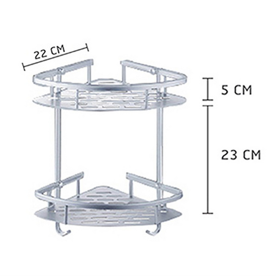 CASSA ชั้นวางของ2 ชั้น แบบเข้ามุม ติดผนัง อลูมิเนียม