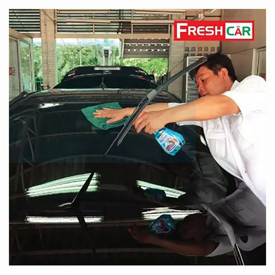 Freshcar น้ำยาเช็ดกระจกรถ สูตรพิเศษ แถมฟรี ผ้าไมโครไฟเบอร์