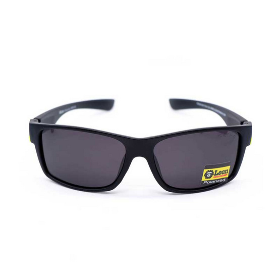 Leon แว่นกันแดด Polarized รุ่น SPE+28 ลีออง กรอบสีดำ เลนส์สีดำ โลโก้สีนีออน