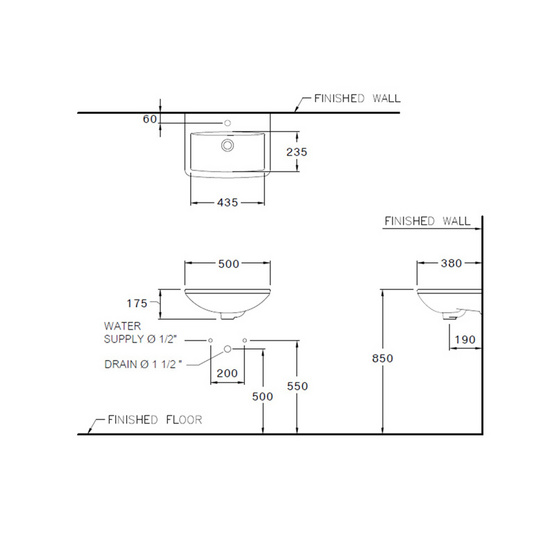 Cotto รุ่น C00580 SERVE-S อ่างล้างหน้าชนิดแขวนผนัง