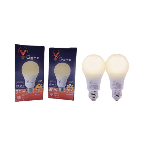 V Five Light หลอดLED Bulb 7W Warmwhite (แพ็กคู่)