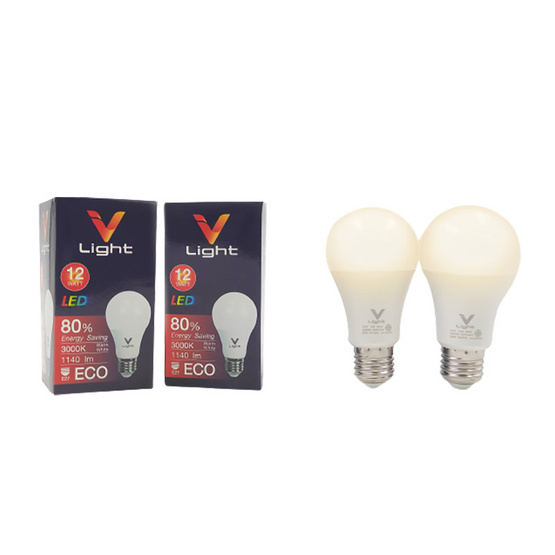 V Five Light หลอดLED Bulb 12W Warmwhite (แพ็กคู่)