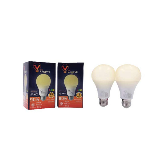 V Five Light หลอดLED Bulb 15W Warmwhite (แพ็กคู่)