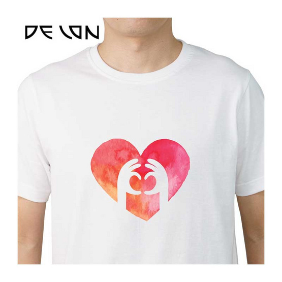 DELON เสื้อยืดคอกลม AT53119 เสื้อคู่รัก สีขาว