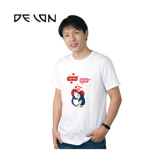 DELON เสื้อยืดคอกลม รุ่น AT53121 เสื้อคู่รัก สีขาว