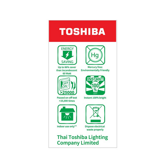 Toshiba หลอดไฟ LED A-Bulb 8W CW แพ็กคู่