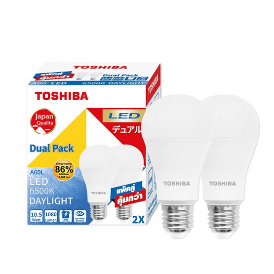 Toshiba หลอดไฟ LED A-Bulb 10.5W DL แพ็กคู่