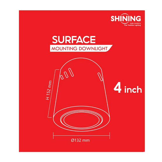 Toshiba SHINING ดาวน์ไลท์ติดลอย กลม 4นิ้ว สีดำ