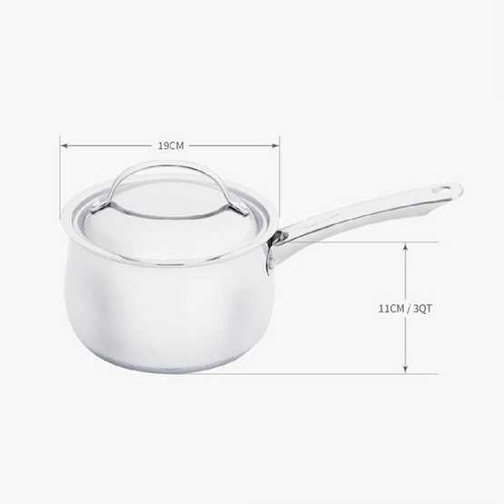 Meyer BELLA CLASSICO หม้อมีด้ามจับสแตนเลส มาพร้อมฝาปิด ขนาด 18 ซม. SAUCEPAN (73286-T)