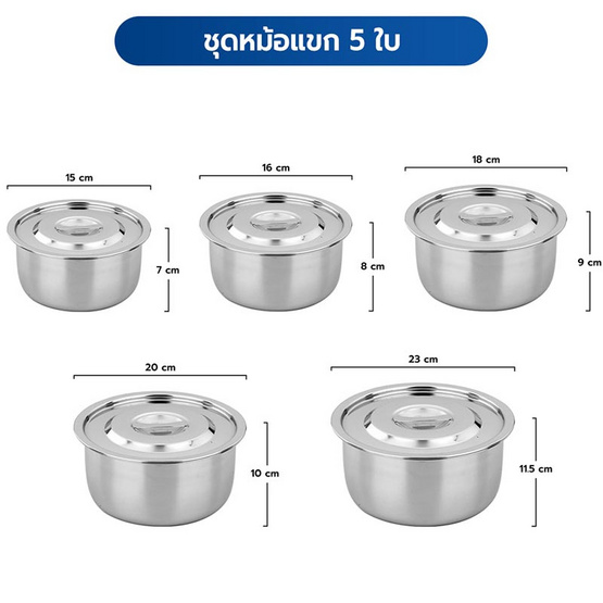 RRS Stainless Pot Set ชุดหม้อสแตนเลส ช้อนส้อม และกระบวยไนล่อน